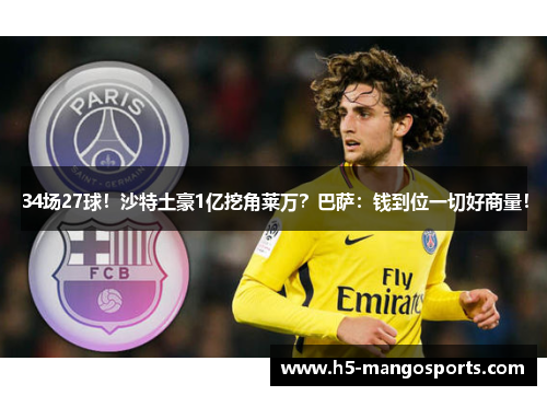 34场27球！沙特土豪1亿挖角莱万？巴萨：钱到位一切好商量！
